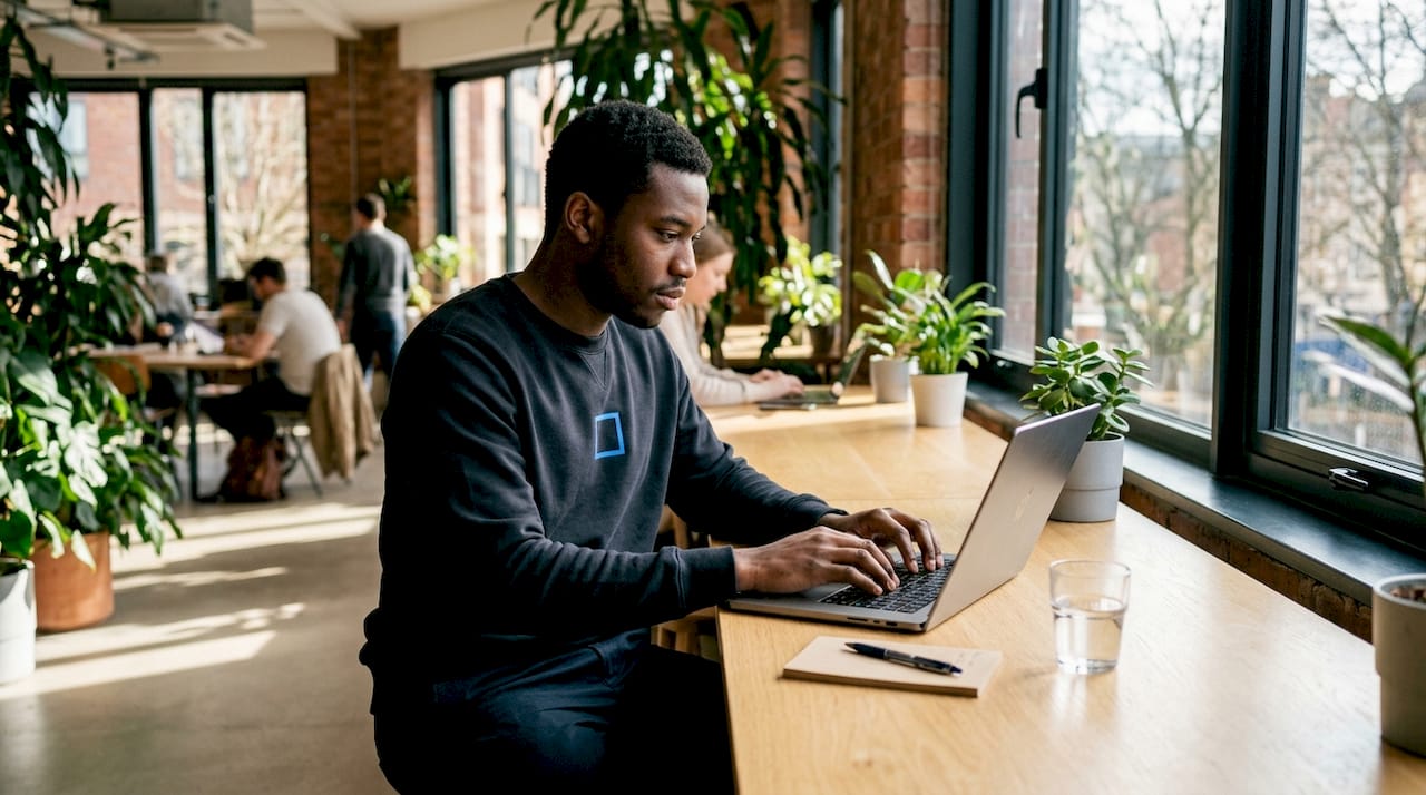 Hands typing on laptop showing compliance automation