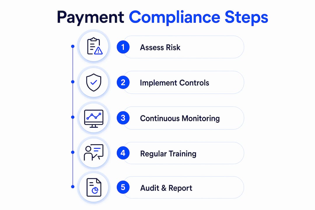 Infographic showing payment compliance steps