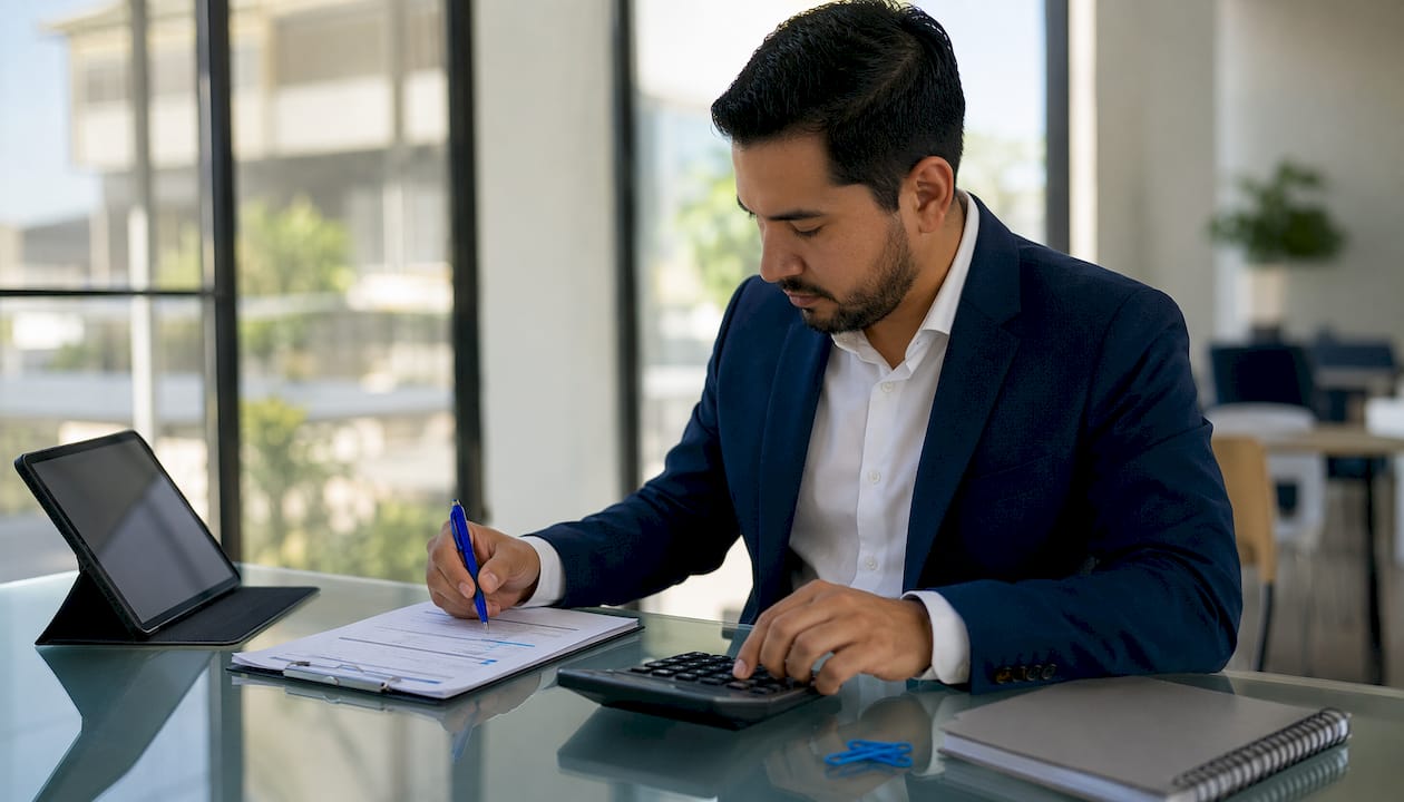 Hands auditing financial compliance documents