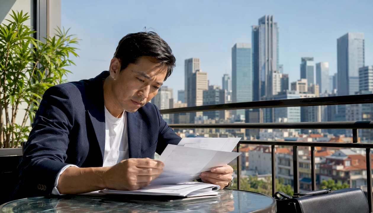 Professional reviewing international wire transfer fees