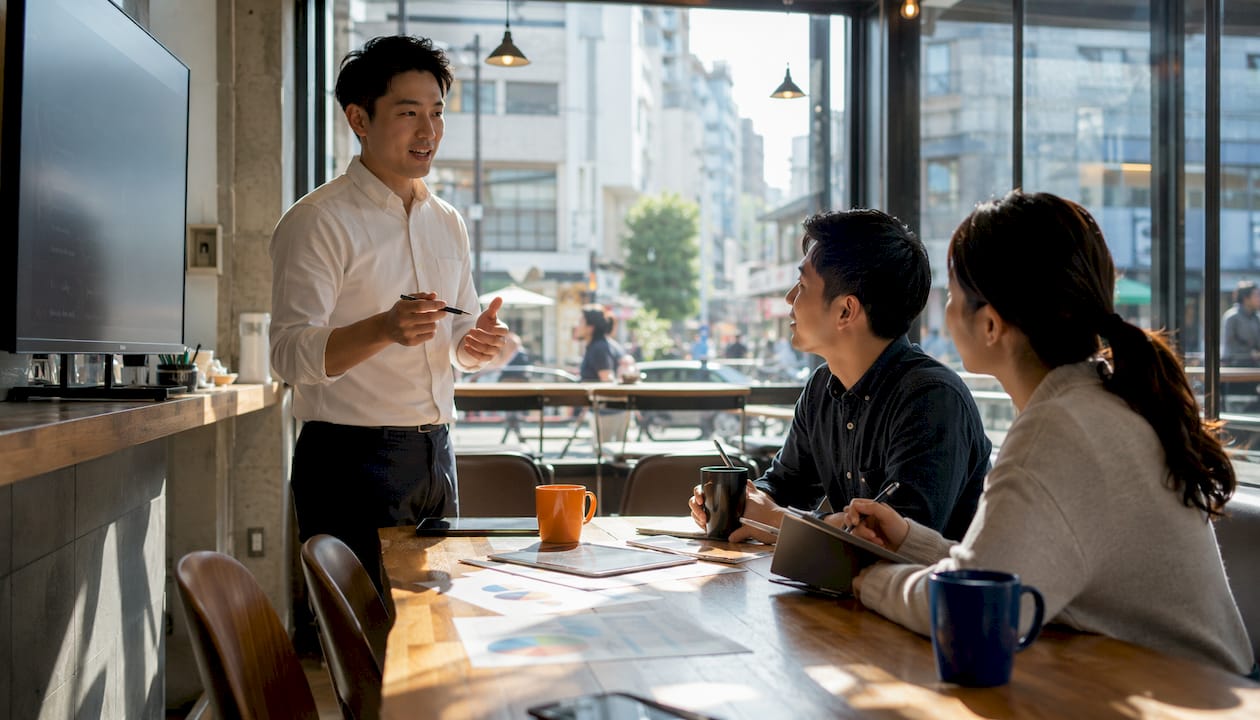 Team meeting on payment processing partnerships