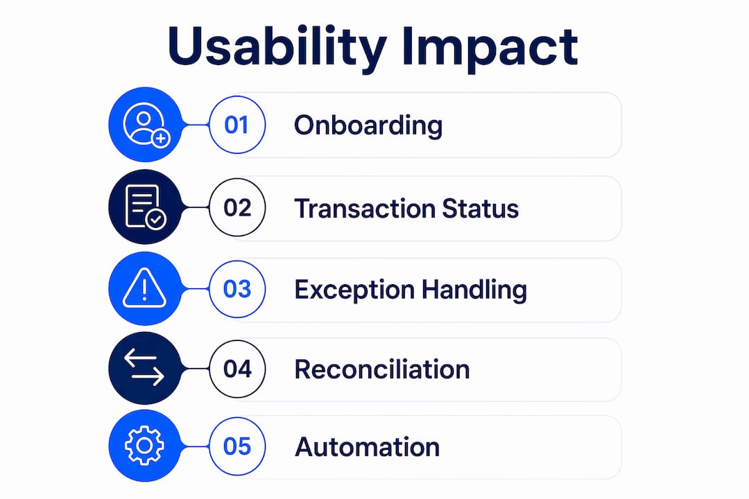 Infographic showing usability features of payment platforms