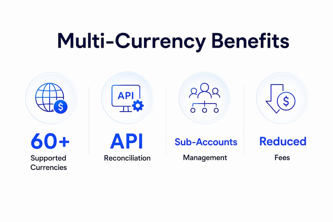 Infographic showing key benefits of multi-currency accounts