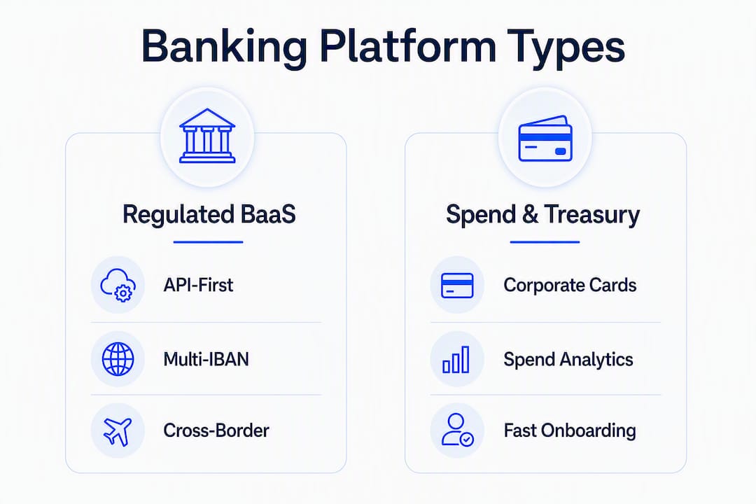 Infographic comparing digital banking platform types
