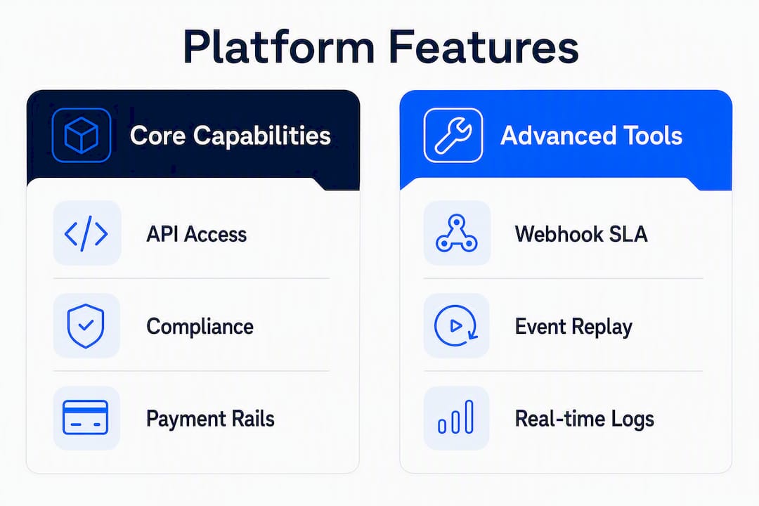 Infographic comparing business banking platform features
