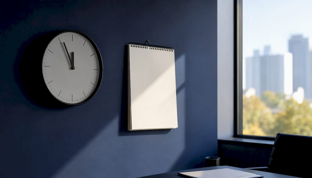 Desk clock near payment cut-off time with calendar