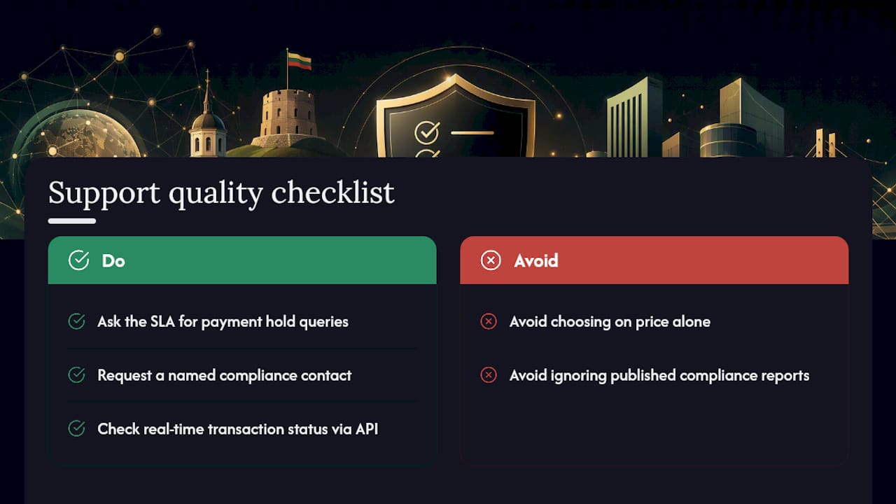 Comparison chart of EMI support quality metrics