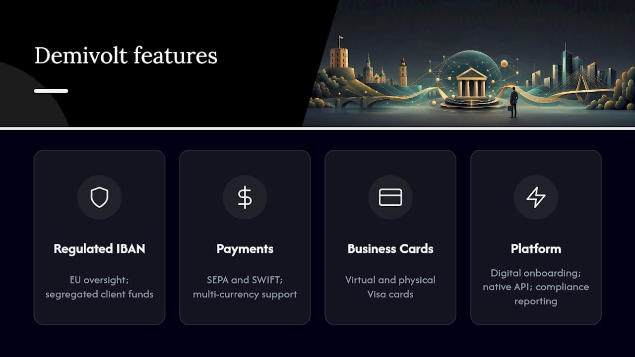 Demivolt: regulated IBAN accounts built for EU operations — overview diagram