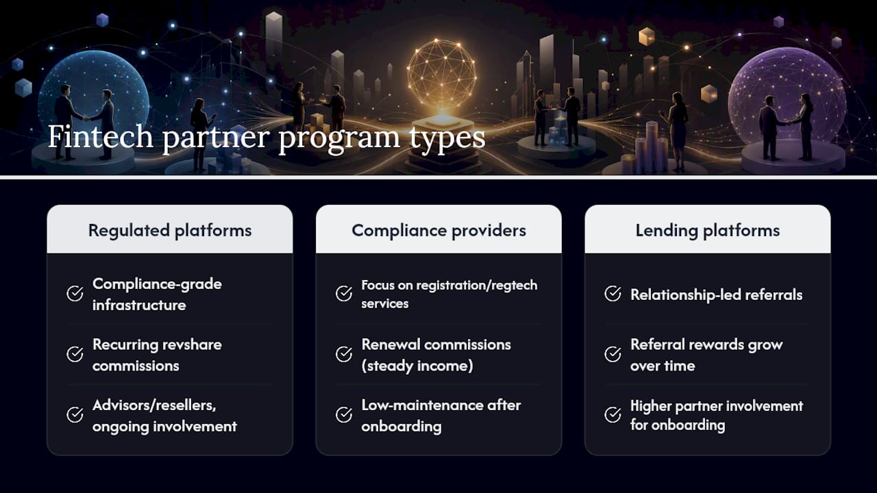 Comparison of fintech partner program types