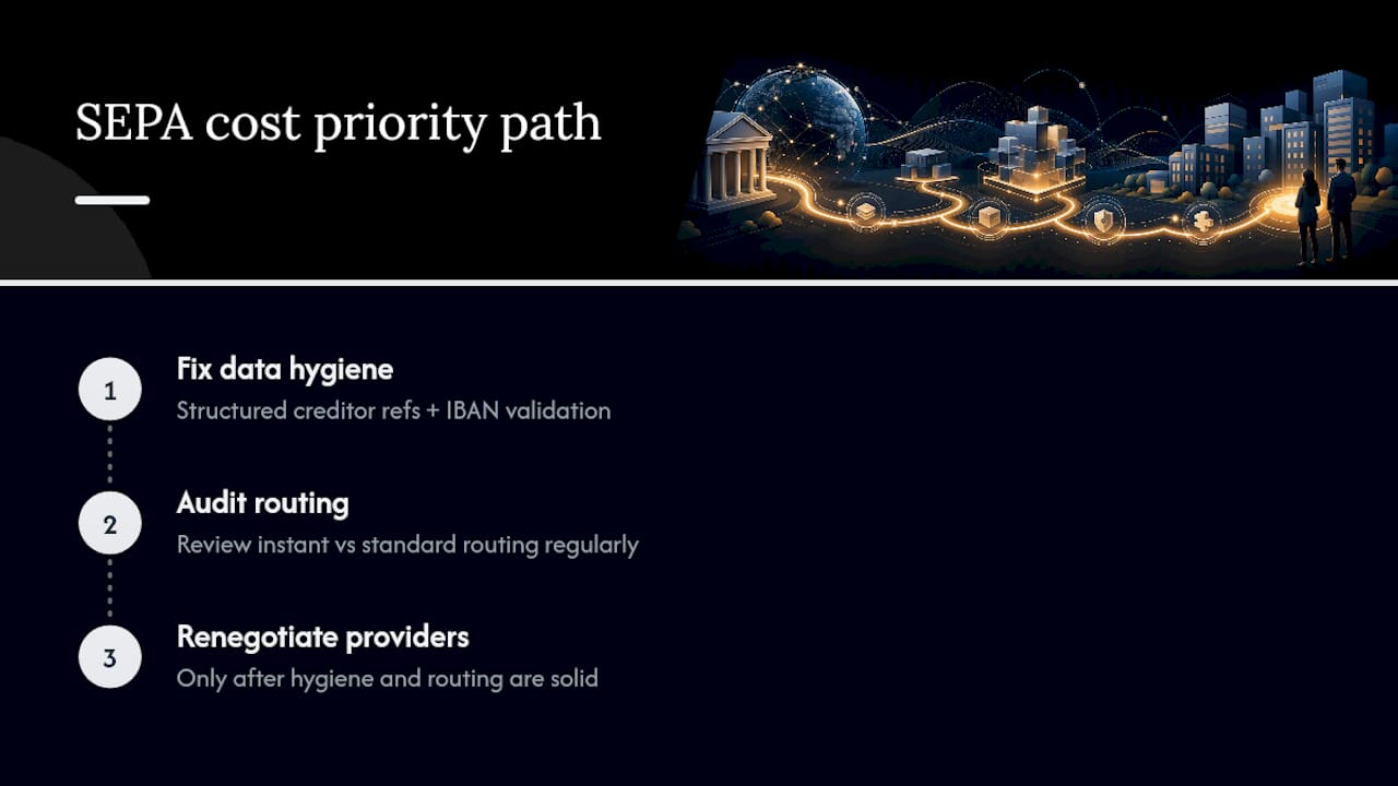 A Practical Path Through SEPA Costs, Not Around Them — overview diagram