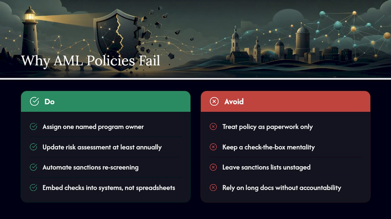 Why Most AML Policies Fail Before They're Tested — overview diagram