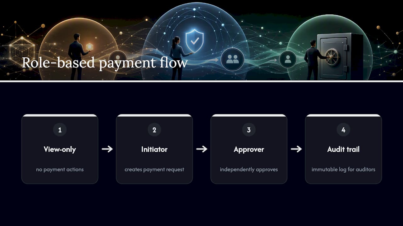 Role separation in payment approval workflow