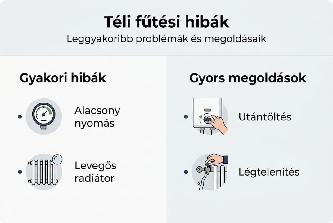 Infografika: gyakori fűtési problémák és praktikus megoldásaik