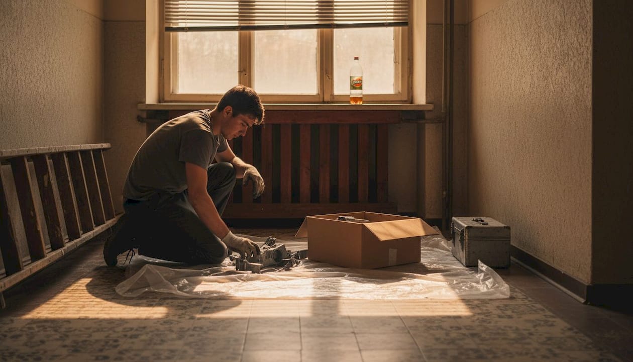 A segéd a klímaszereléshez szükséges előkészületeket végzi el.