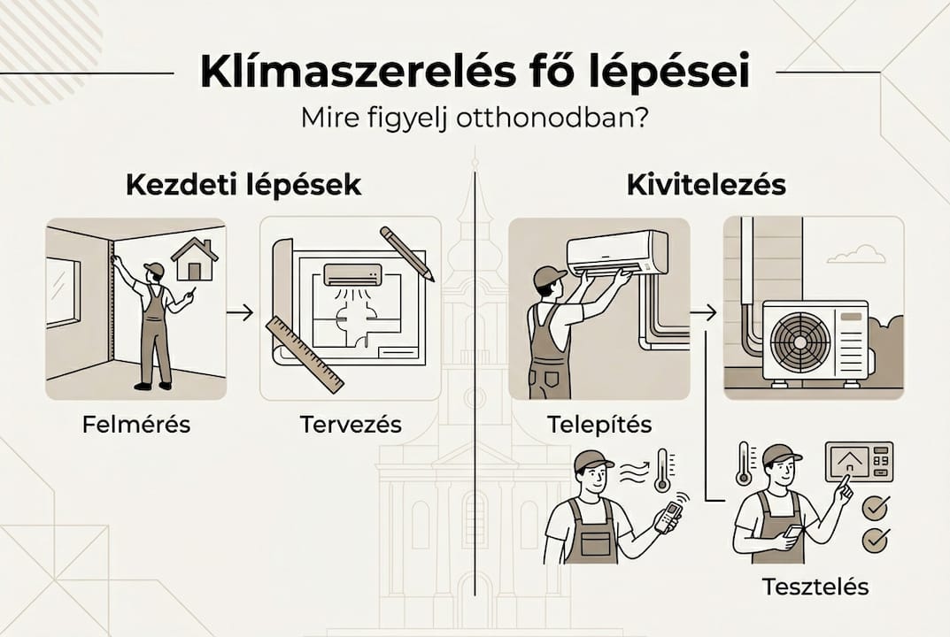 Lépésről lépésre: így zajlik a klímaberendezés felszerelése – infografika
