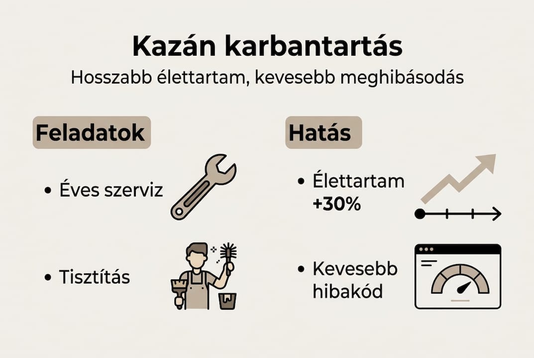 Kazán karbantartás és teljesítmény – infografika