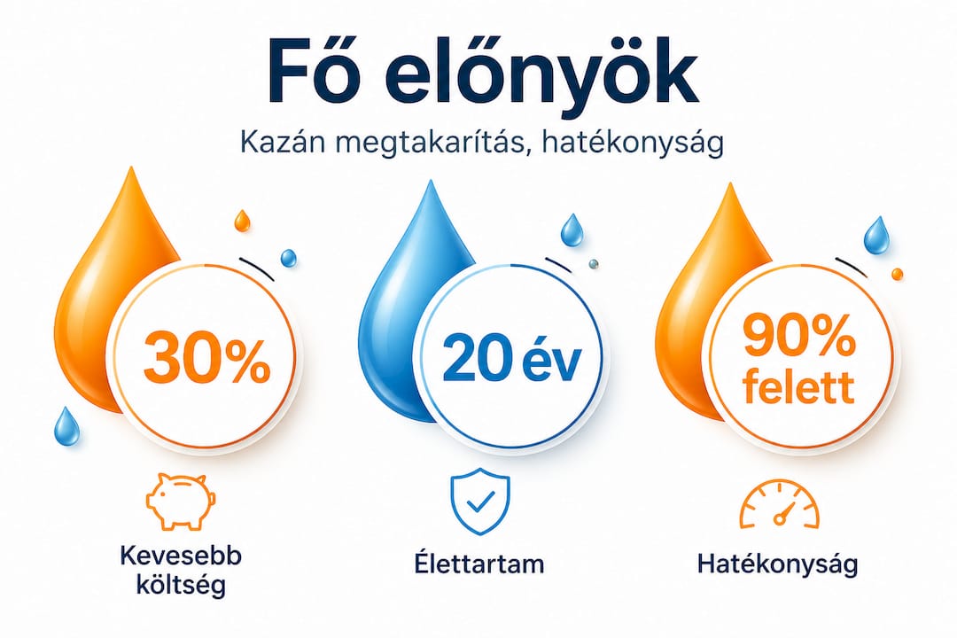 Legfontosabb érvek a kondenzációs kazán mellett – számokkal, átlátható infografikán bemutatva