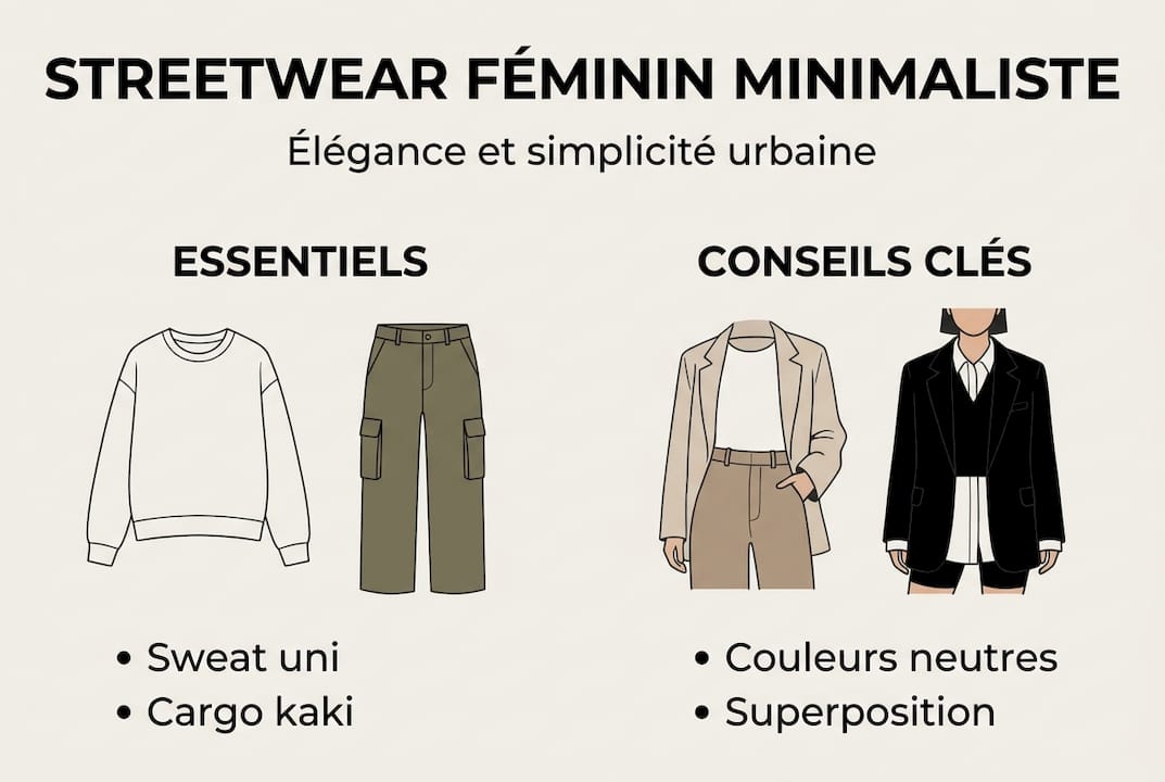 Visuel épuré sur les tendances streetwear au féminin