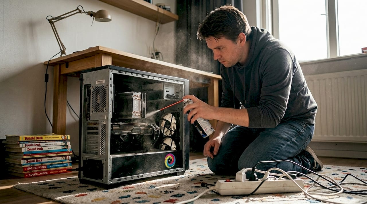 Stof verwijderen uit een openstaande gaming pc