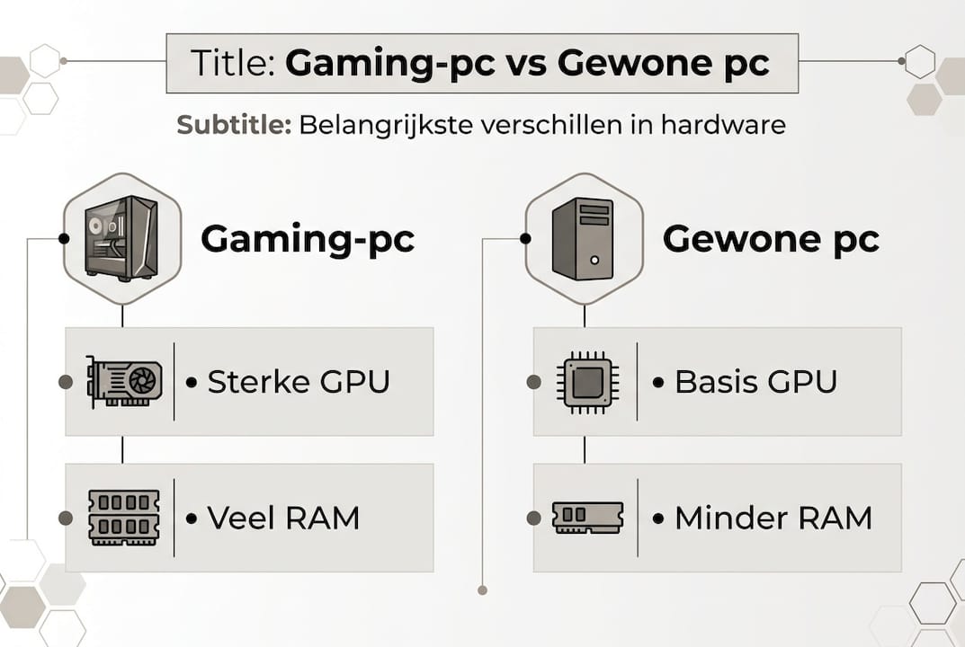 Infographic: de verschillen tussen een gaming pc en een standaard pc qua hardware