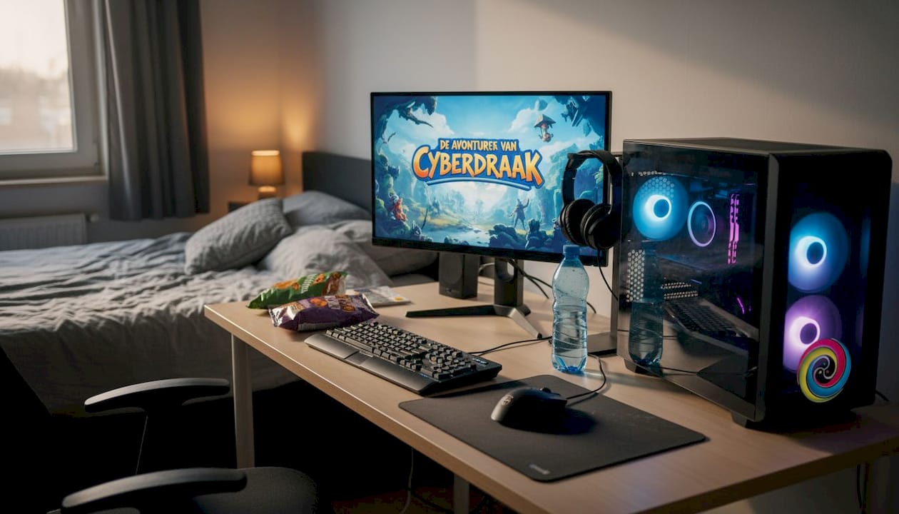 Betaalbare game-pc in een alledaagse slaapkameropstelling