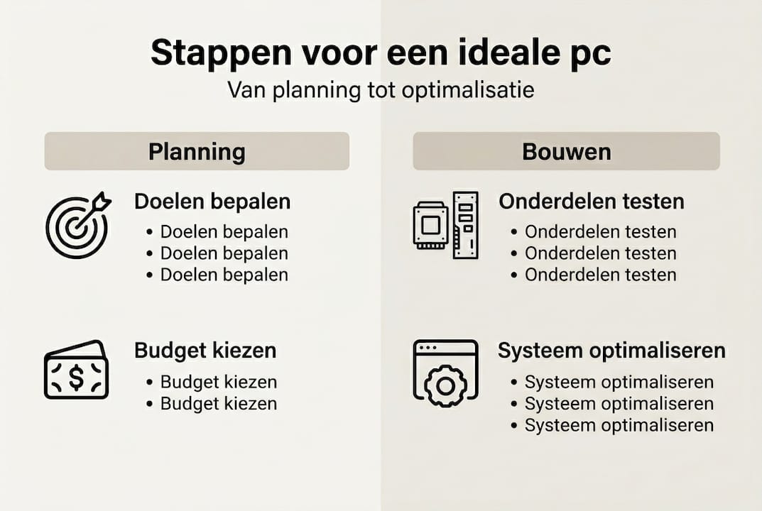Infographic: overzicht van de stappen bij het samenstellen van je eigen pc