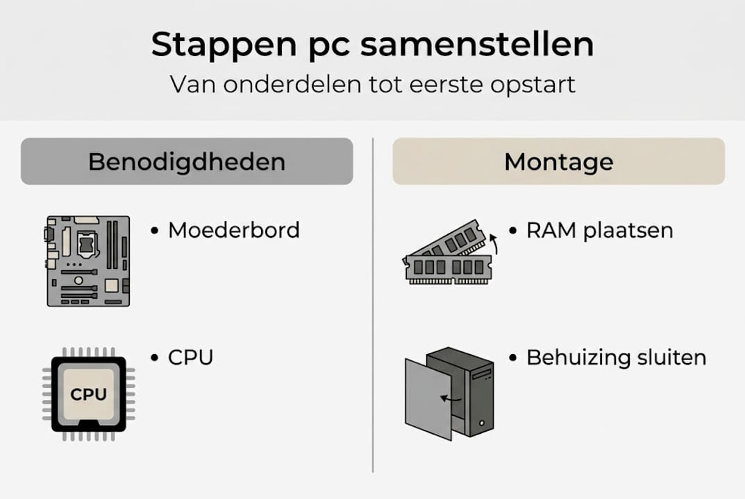 Overzichtelijke infographic: zo stel je stap voor stap je eigen pc samen