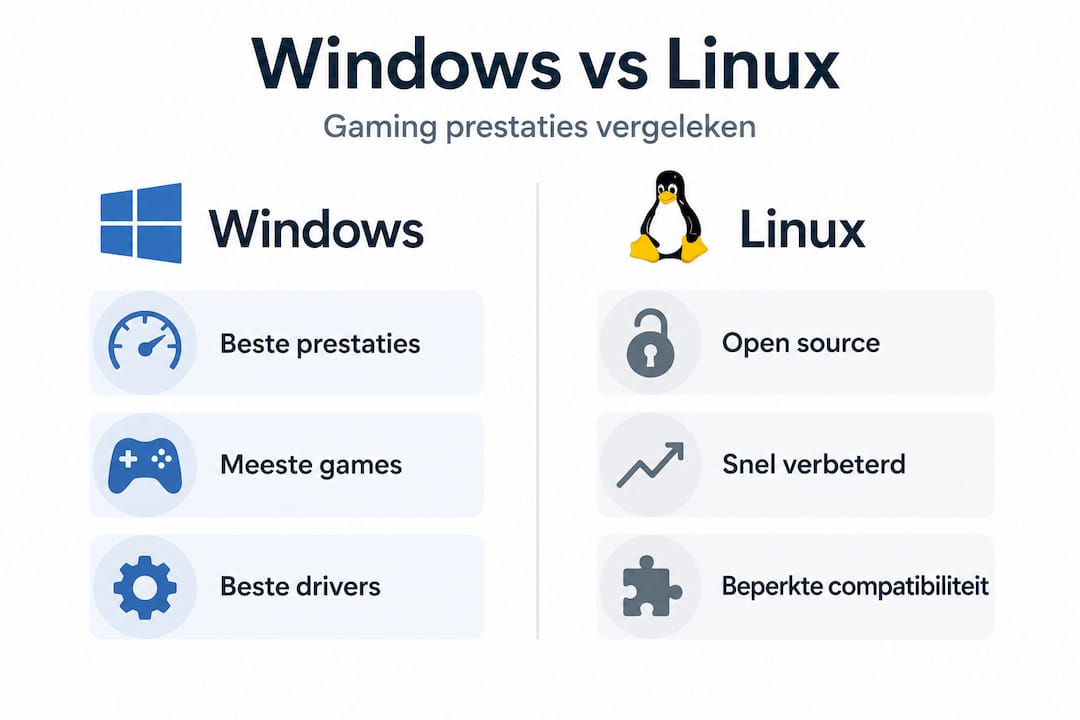 Infographic: Gaming op Windows vs. Linux – een overzicht van de verschillen