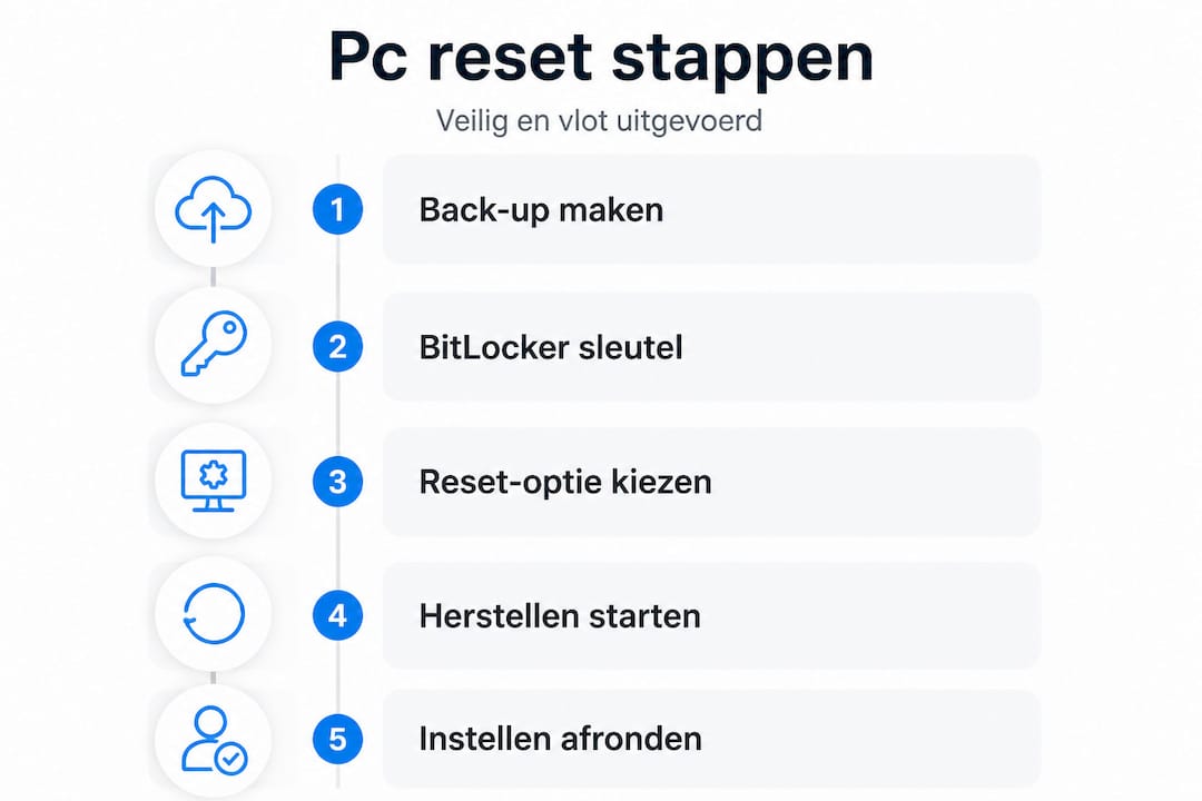 Overzichtelijke infographic: zo zet je stap voor stap je pc terug naar de fabrieksinstellingen