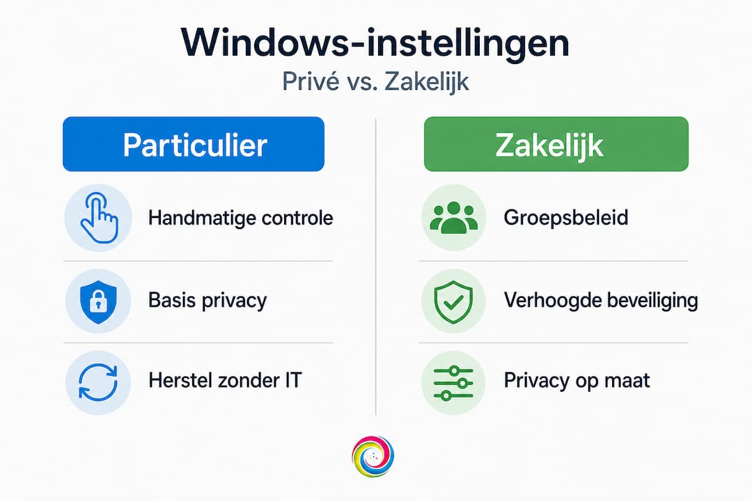 Overzicht: particuliere versus zakelijke instellingen in beeld gebracht
