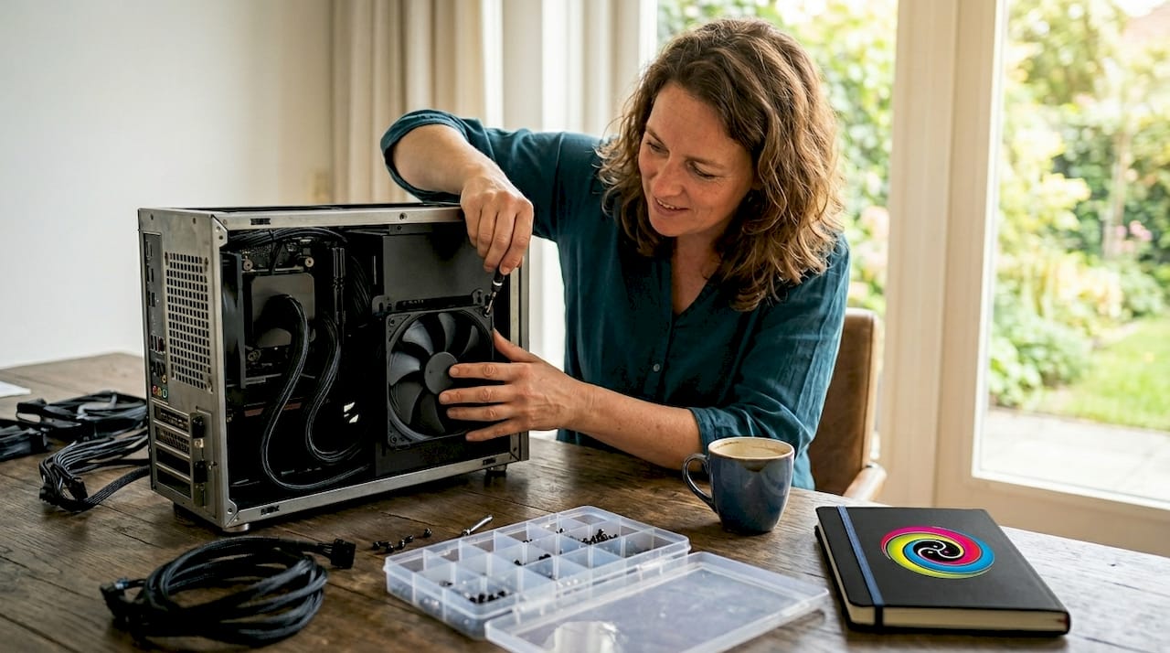 Vrouw plaatst een flinke ventilator in haar computer