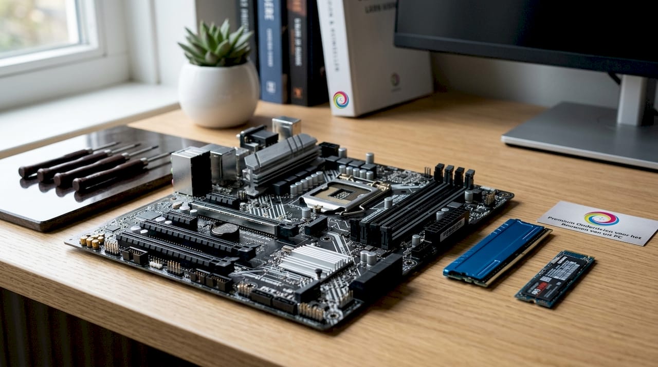 De RAM-geheugenmodules en SSD-opslag zitten tegenwoordig vaak direct op het moederbord gemonteerd.