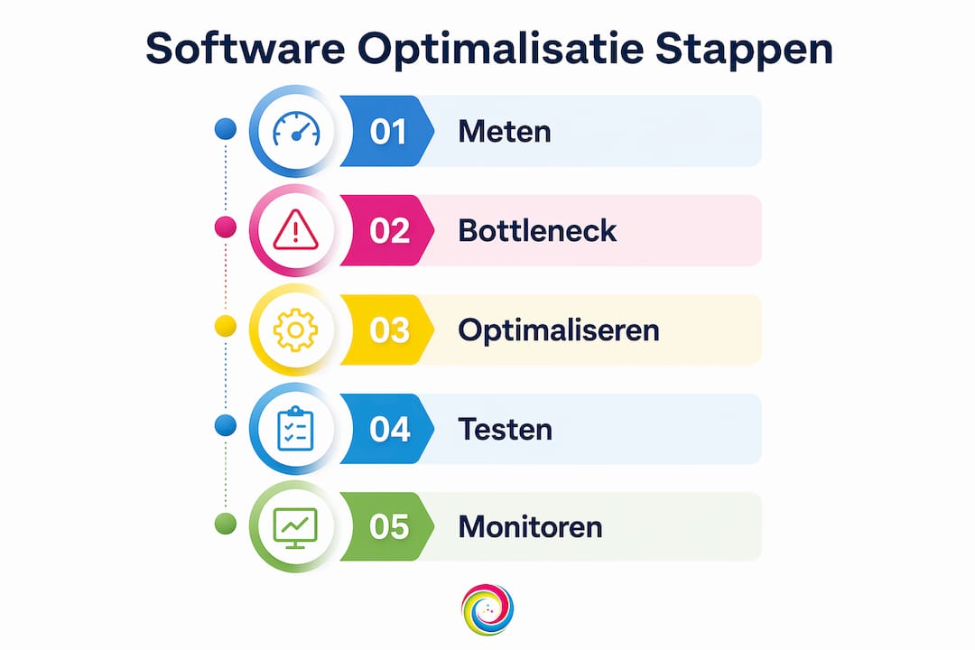 Infographic: vijf essentiële stappen om je software optimaal te laten presteren