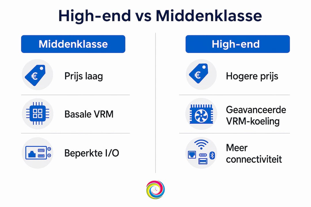 Infographic: een overzicht van de verschillen tussen premium en mid-range moederborden