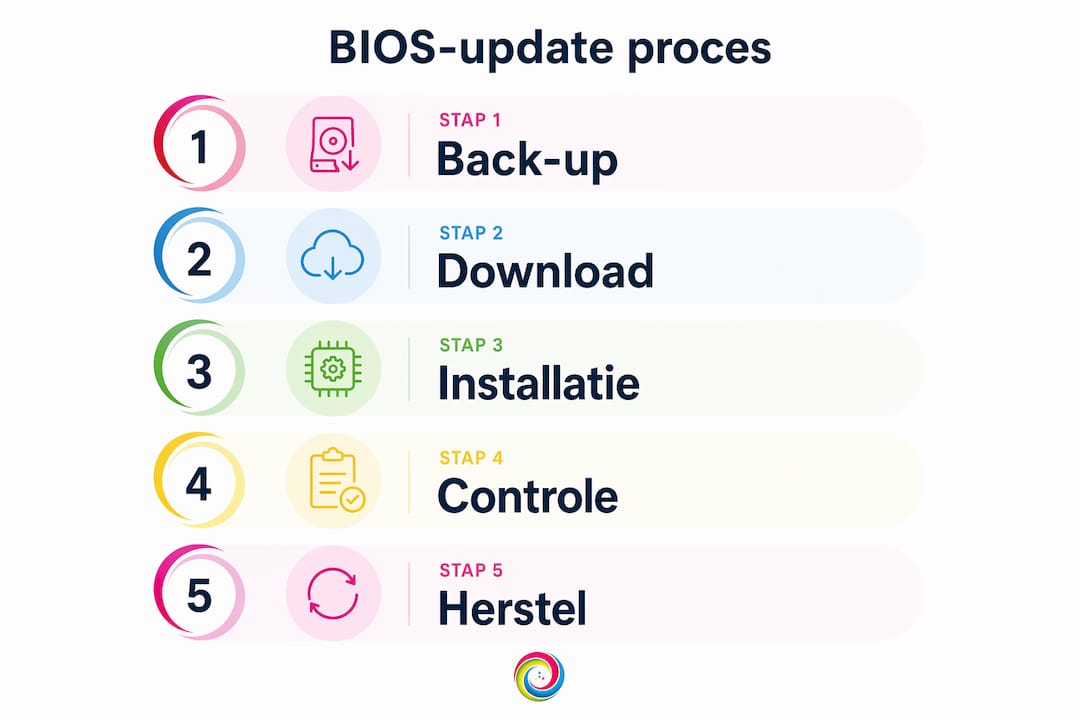 Infographic laat zien hoe je stap voor stap een BIOS-update uitvoert