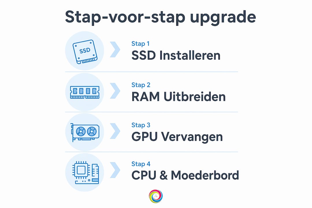 Overzichtelijke infographic met handige stappen voor het upgraden van je computer
