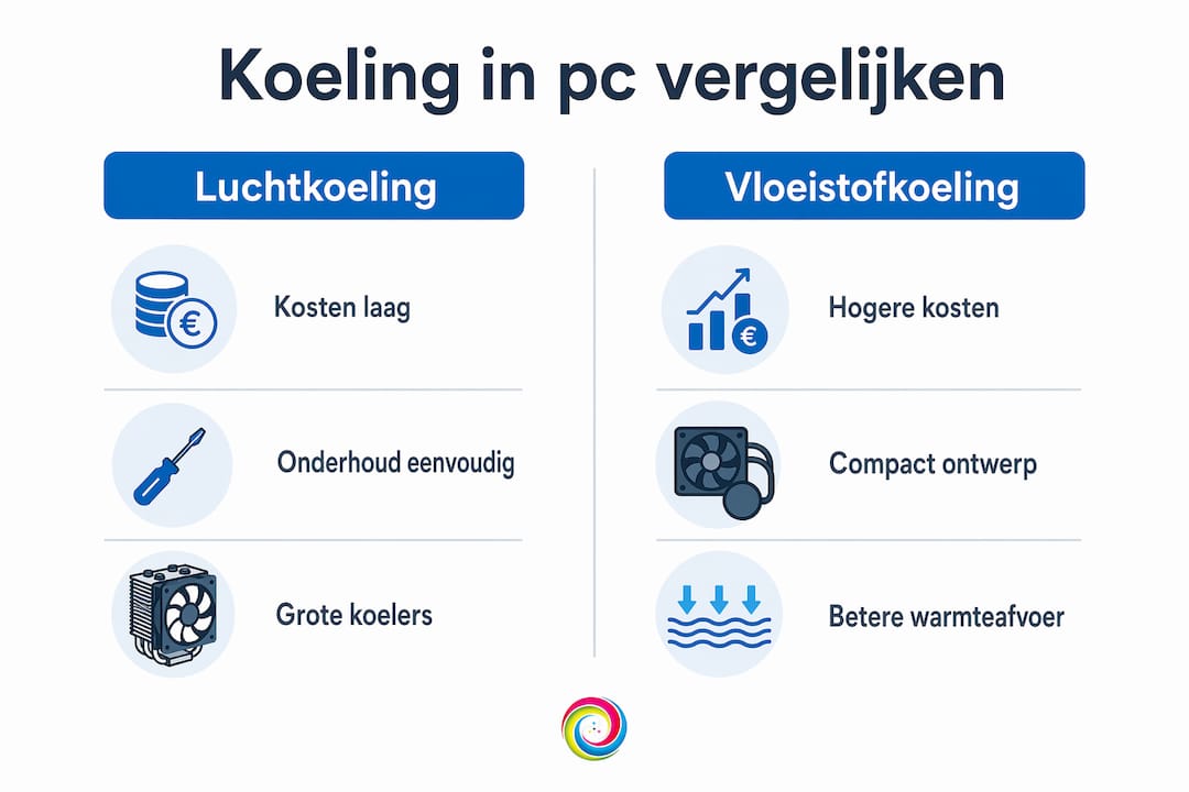 Infographic: luchtkoeling versus waterkoeling – een overzicht van de verschillen