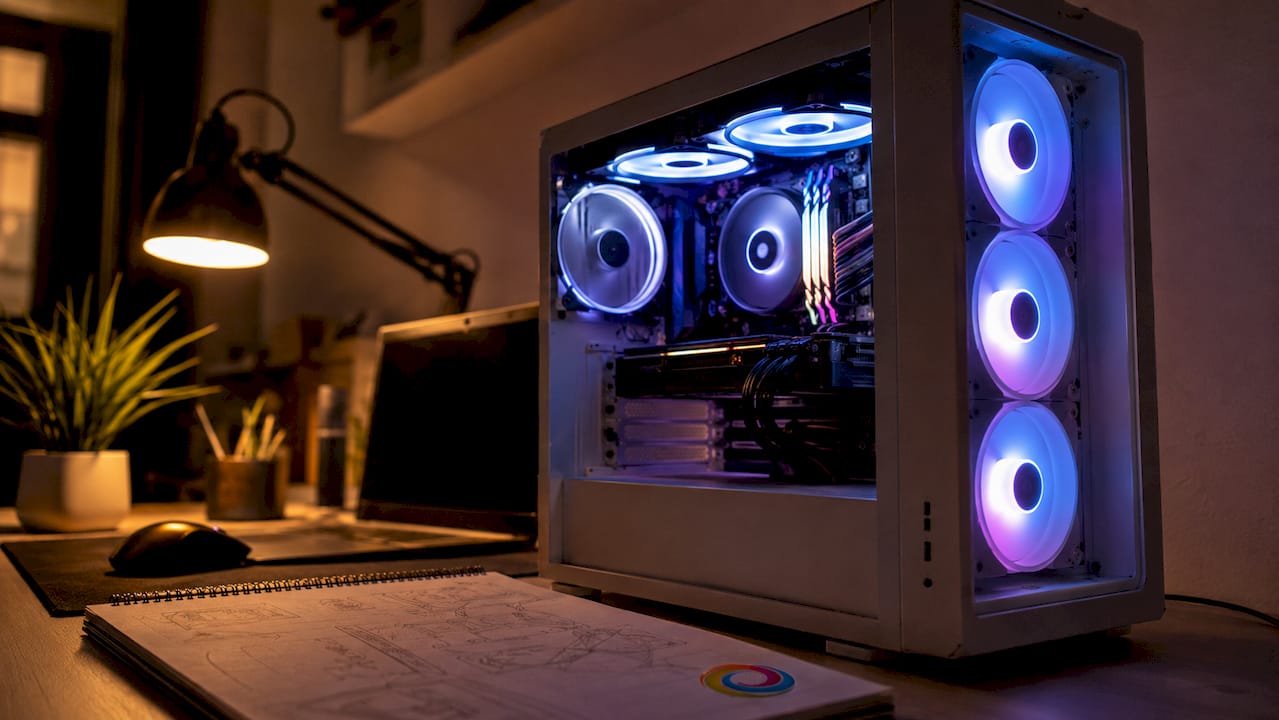 Game-pc met meerdere ventilatoren in de behuizing die voor extra koeling zorgen