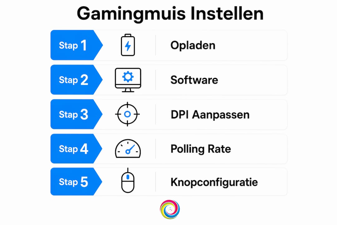 Overzichtelijke infographic: zo stel je stap voor stap je gamingmuis in