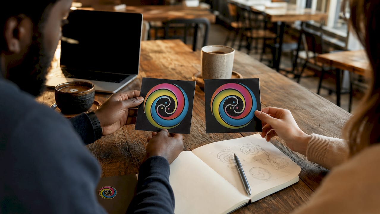 Twee handen houden verschillende videokaarten naast elkaar om ze te vergelijken.
