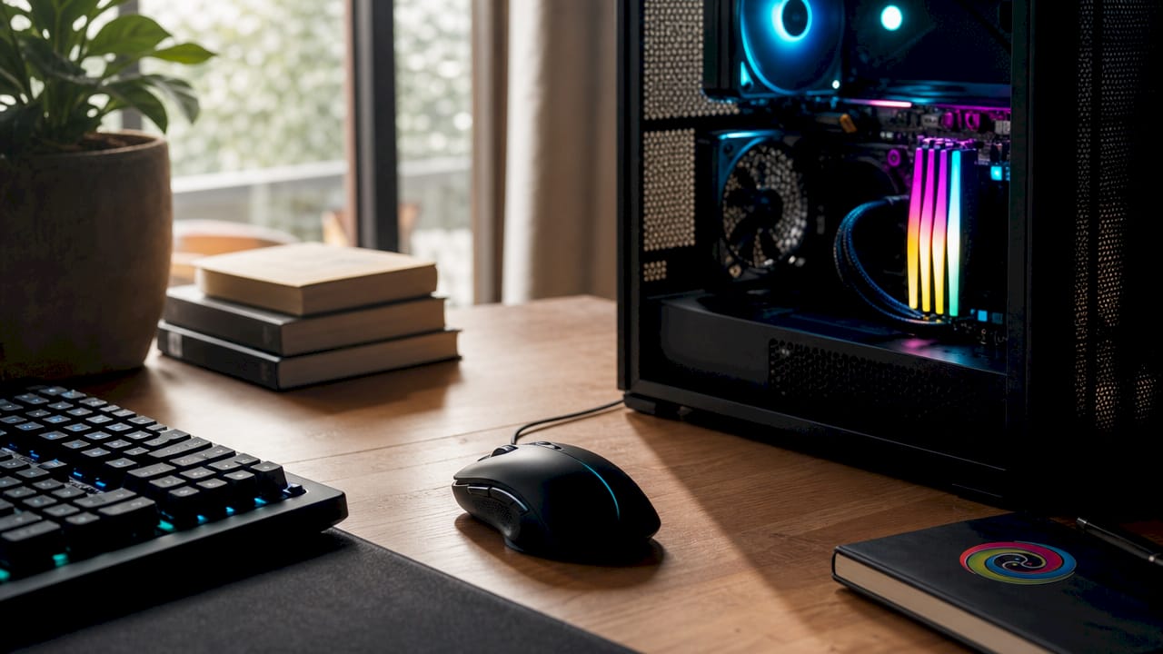Detailopname van het werkgeheugen in dual-channel opstelling in een gaming-pc