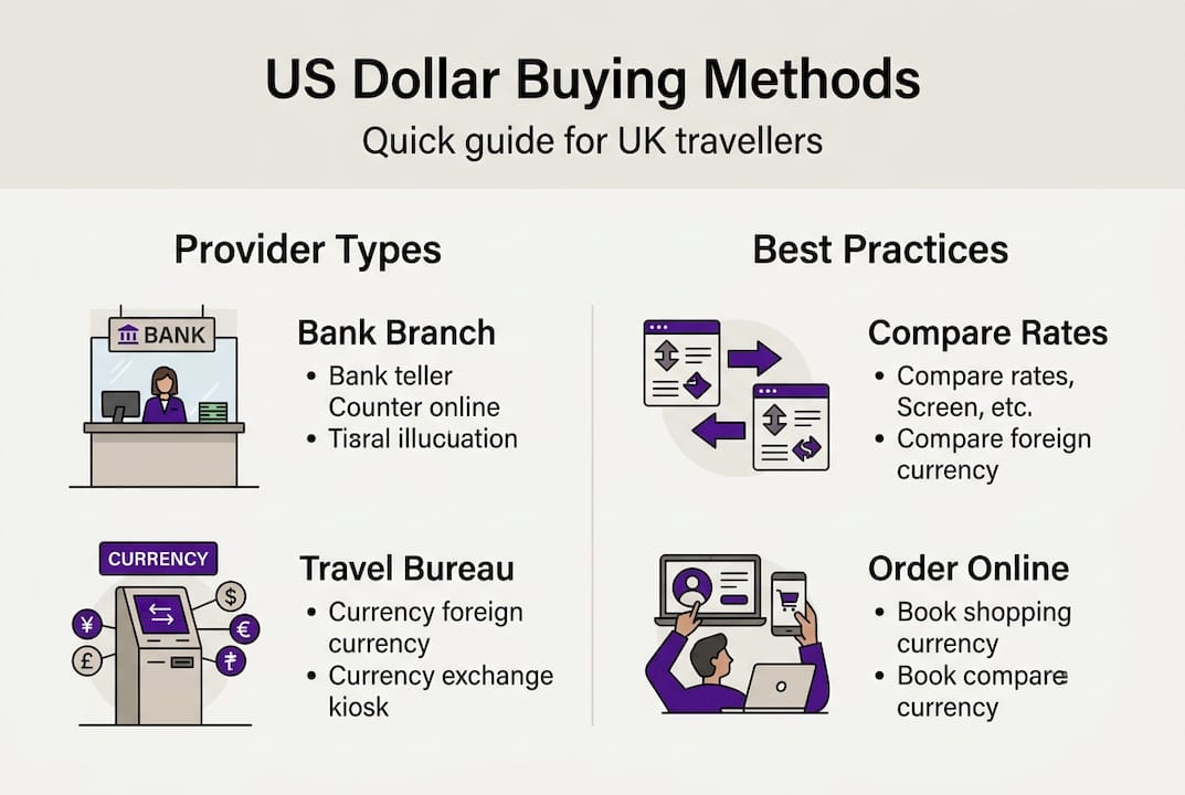 Infographic showing US dollar buying options