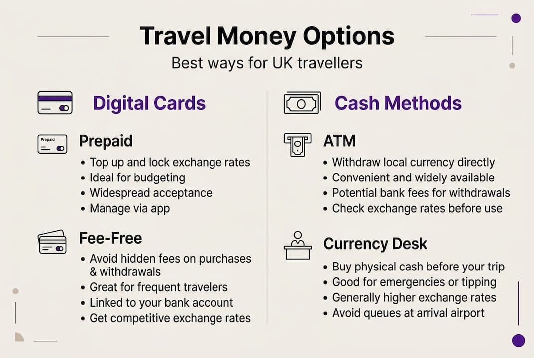 Infographic comparing travel money options