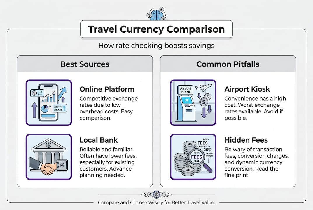 Infographic highlighting best and worst currency exchange options