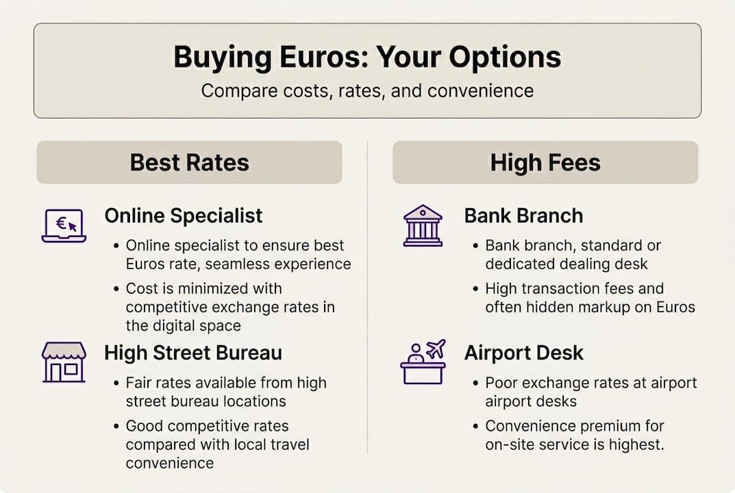 Infographic comparing best and worst euro exchange options