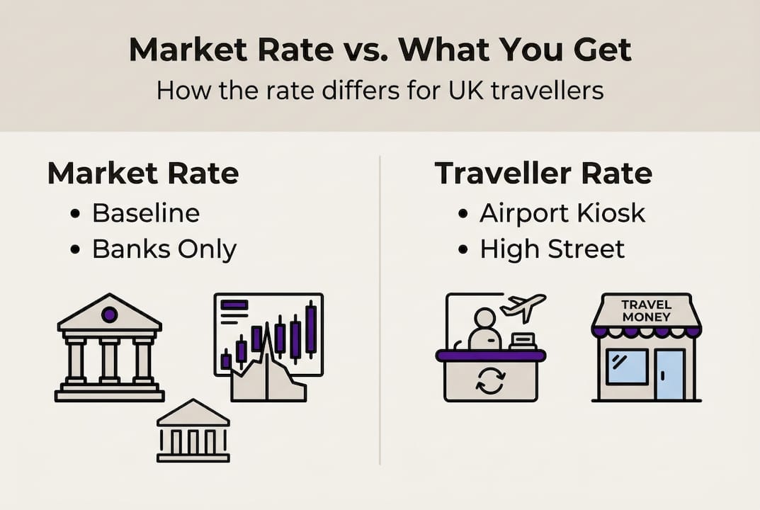 Infographic comparing market rate and traveller rates