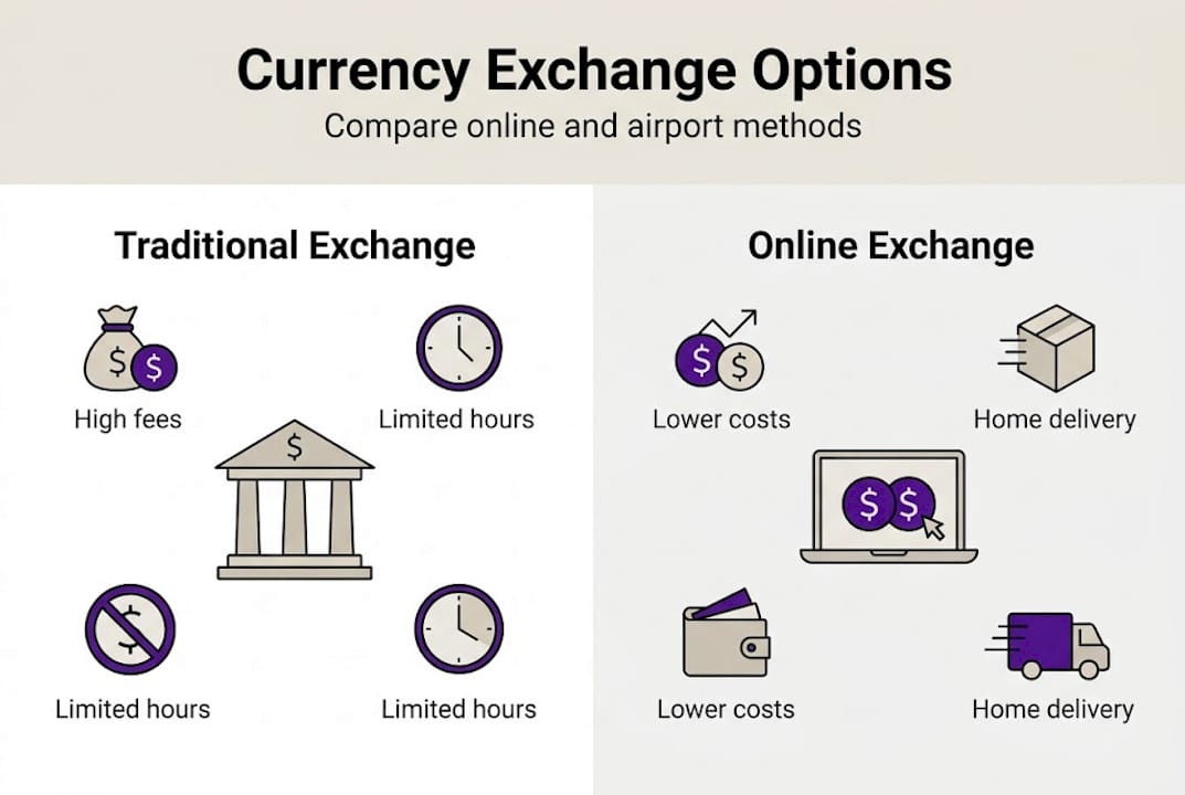 Infographic comparing online and traditional exchange