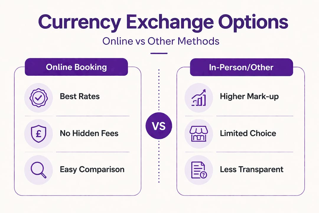 Infographic comparing online and other exchange options