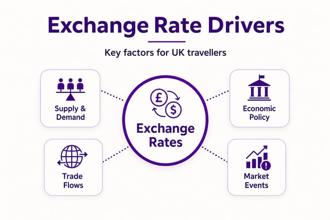 Hierarchy infographic of exchange rate factors