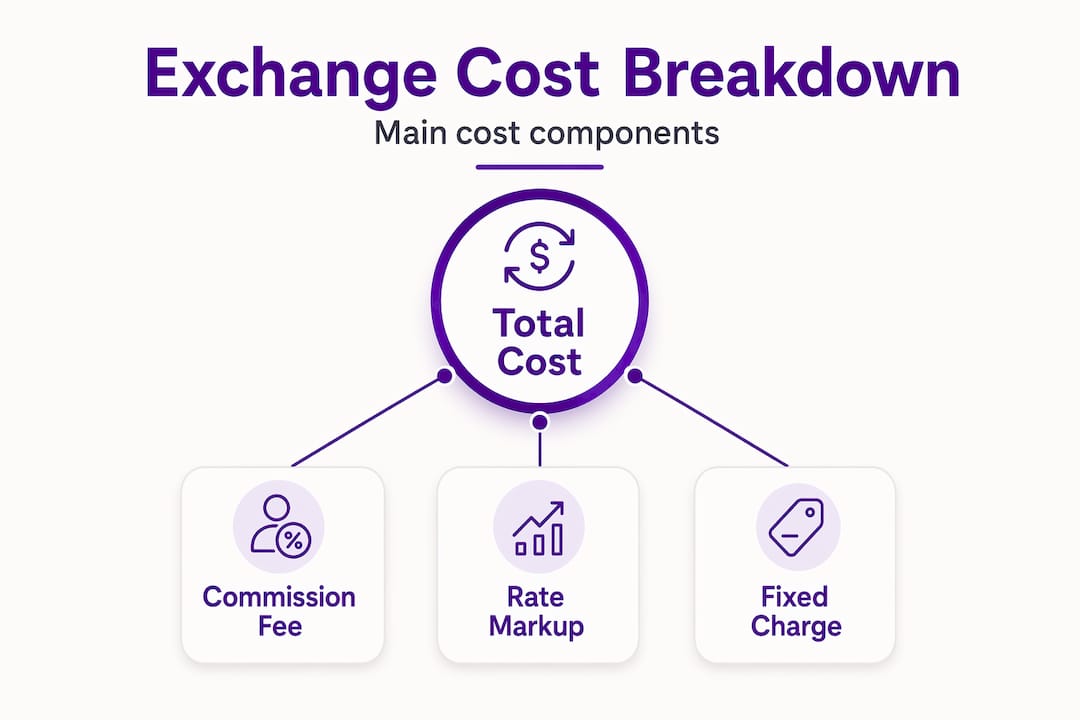 Hierarchy of total cost, commission, rate markup, fixed charge